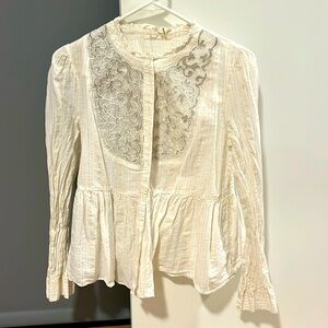 Anthropologie gold shimmer button down